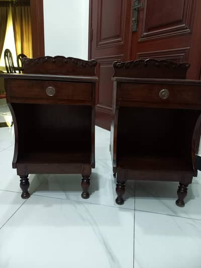 2 side tables made of teak wood