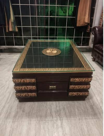 Royal solid Wooden  versace themed brown table