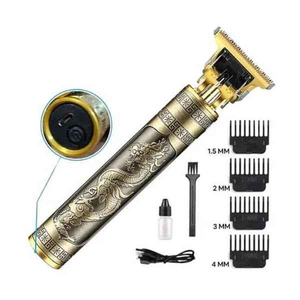 T9 Vintage Hair Trimmer Machine – Cordless Rechargeable Beard & Hair Clipper | Zero Gap T Blade | USB Charging | Professional Grooming Kit with Guide Combs