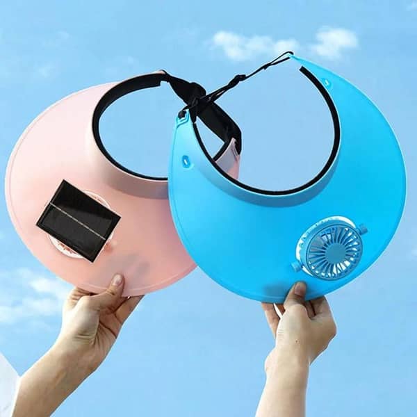 Solar Powered Fan Hat - Casual Pink Visor Sun Hat, 4 Levels of Fan Speed, 5-10 H Work, Solar and USB Charge for Outdoor Enthusiasts