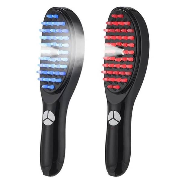 Premium Detangling Hair Comb with LED Light Therapy, Anti-Hair Loss Scalp Massager, Electric Massager with Micro Current for Head Meridian Massage - Blue/Red