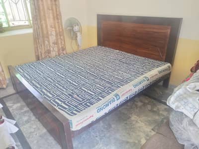 Solid Wooden Bed with Mattress – Good Condition