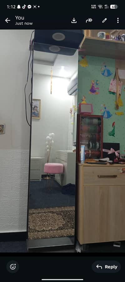 long mirror vanity with light