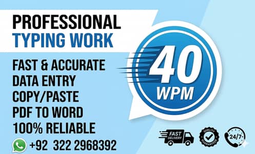 Professional Manual Typing, Data Entry & PDF to Excel/Word