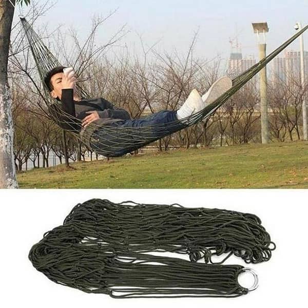 Paracord Net Hammock - Portable Outdoor Hanging Bed (Random Color)