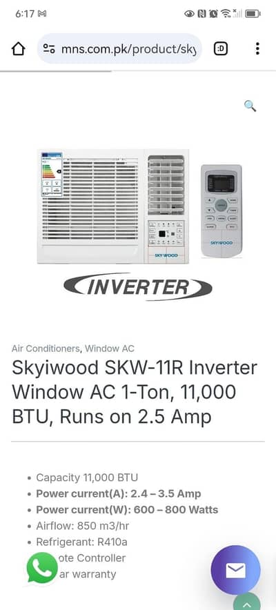 skywood inverter ac 1 ton