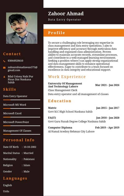 Need job Urgent please kindly contact me