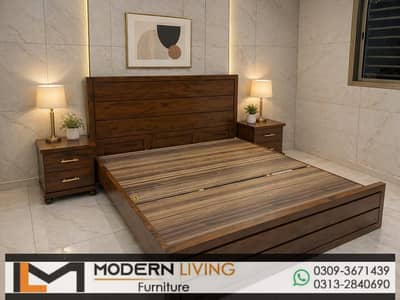 Stylish King size bed with 2 side tables best quality