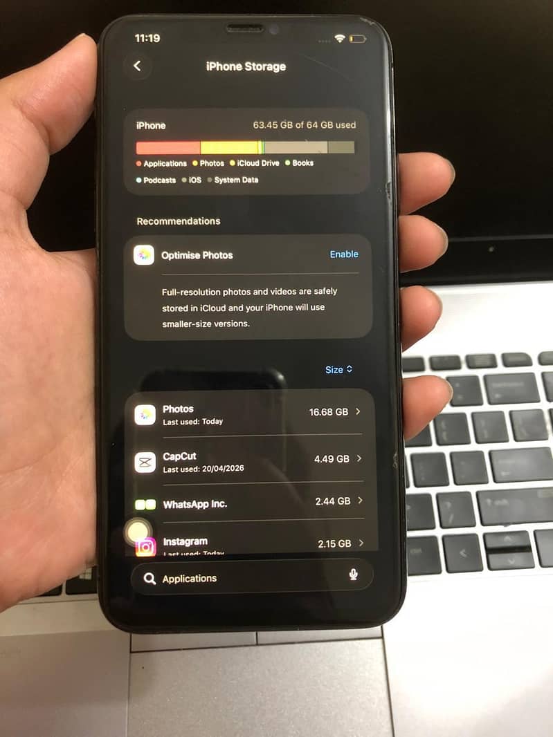 iPhone 11 Pro Max  display message 7
