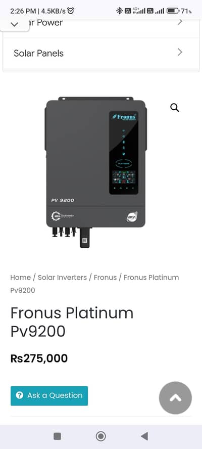 Fronus Platinum PV9200 8.2Kw Solar Hybrid Inverter