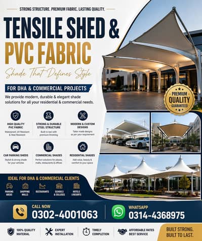 Tensile car parking shade / Pvc garage shade / Wall mount / Canopy