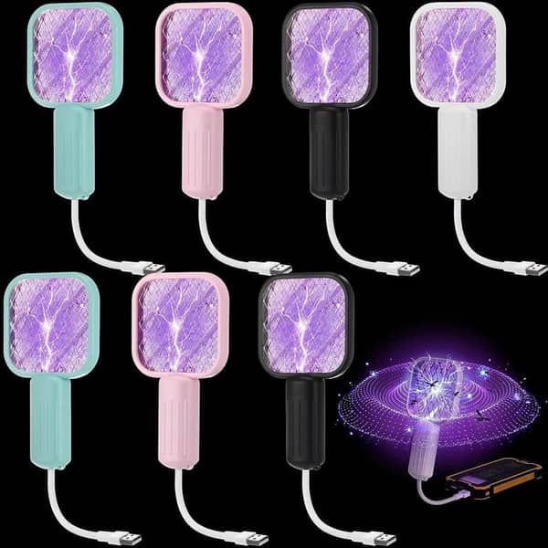 Mini USB Portable Electric Mosquito Racket with UV Light - Plug-in Fly & Bug Zapper, Anti-Insect Swatter for Indoor & Outdoor Use, Mosquito Trap for Home, Office, Travel, Camping