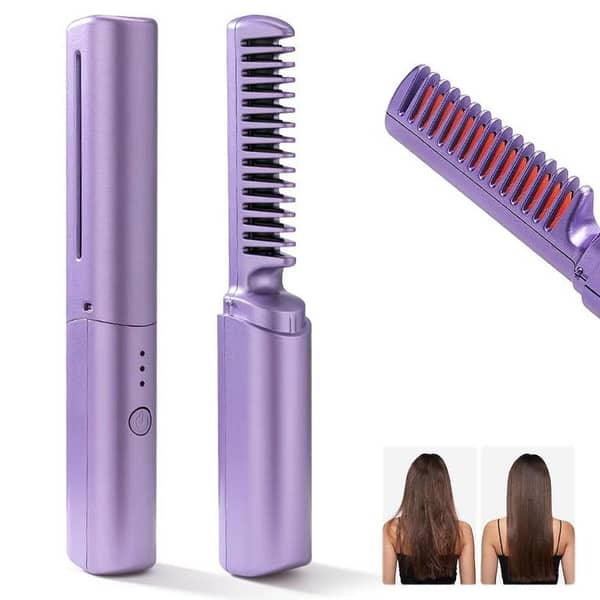 Rechargeable Wireless Hair Straightener Comb Brush for Women - 3 Gear Control Wireless Hair Styling Comb Magic| Mini Hair Straightener Brush |Hair Styler & Straightener Machine