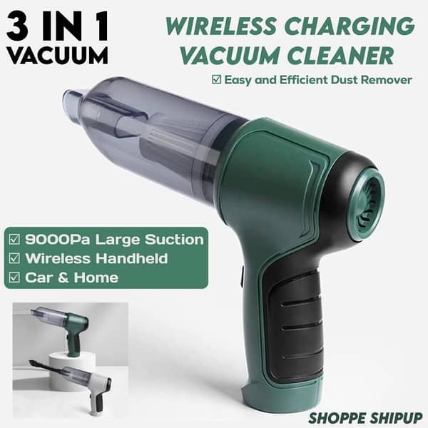 3-in-1 Rechargeable Cordless Handheld Vacuum Cleaner | Dual Mode Mini Wet & Dry Vacuum with LED Light for Car, Sofa, Carpet & Home