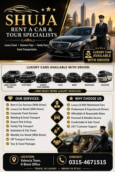 Rental car Available luxury cars,with and with out driver best service