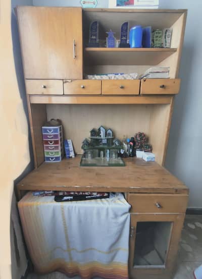 Computer Table Book Shelf And Drawers All In One (Wardrobe Is Free)