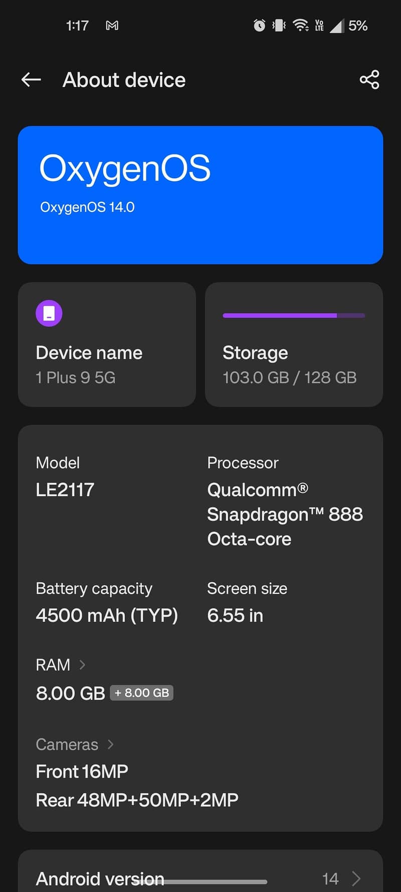 One plus 9 5G 1