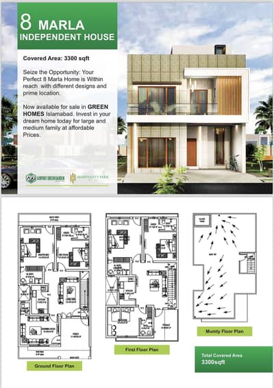 8 Marla Villas Available For Sale On 4 Years Easy Instalment Plan In Airport Green Garden
