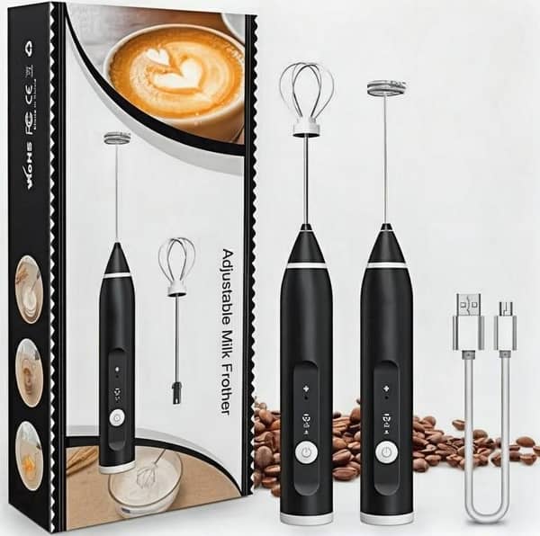 2-in-1 Rechargeable Electric Coffee Beater & Handheld Mixer | USB Milk Frother, Egg Beater & Drink Foamer | 3-Speed Cordless Powerful Coffee Whisk | Portable Latte & Cappuccino Foamer | Lightweight, Easy-to-Clean Multi-Purpose Kitchen Mixing Tool