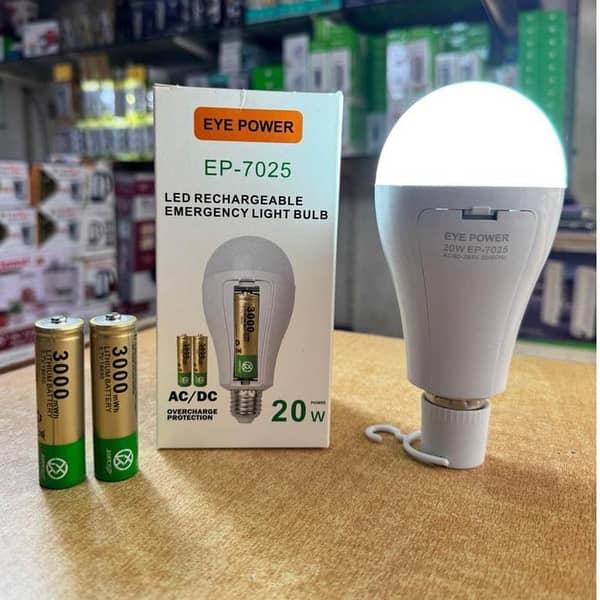 Rechargeable Emergency Bulb with Long Backup, Energy Saving, Bright White Light – Perfect for Power Outages Eye Power EP-7025