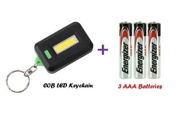 Mini Cob Led Keychain Light White Color Flashlight 3 Modes Emergency Torch Light