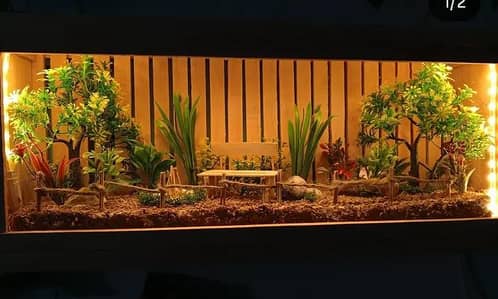 wooden miniature garden hanging lamp