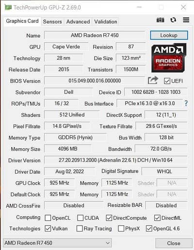 AMD R5 430 2Gb, AMD R7 450 4GB