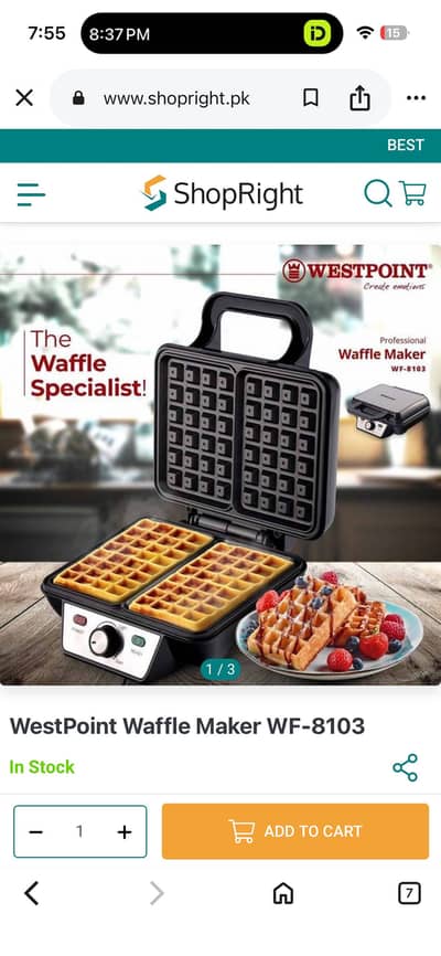 WestPoint Waffle Maker WF-8103