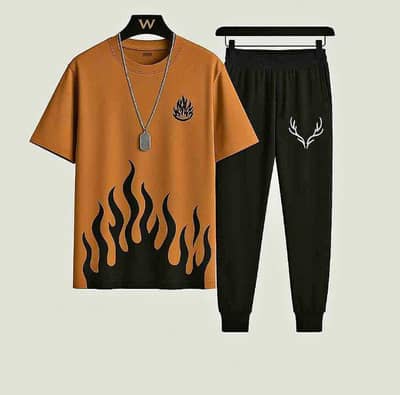 Stylish Men’s Tracksuit Set – Lion Print T-Shirt & Trouser