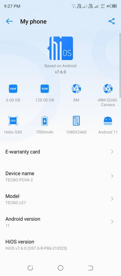 tecno pova 2 for sale 6 128 GB condition good