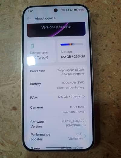 one Plus turbo 6 12/256 with box original charger