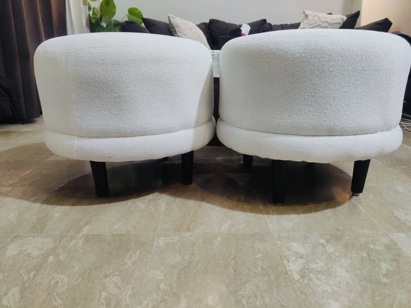 Two white stools/ottoman 0