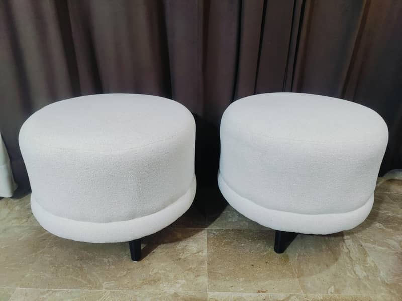 Two white stools/ottoman 5