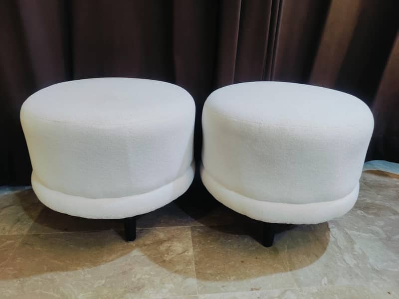 Two white stools/ottoman 6