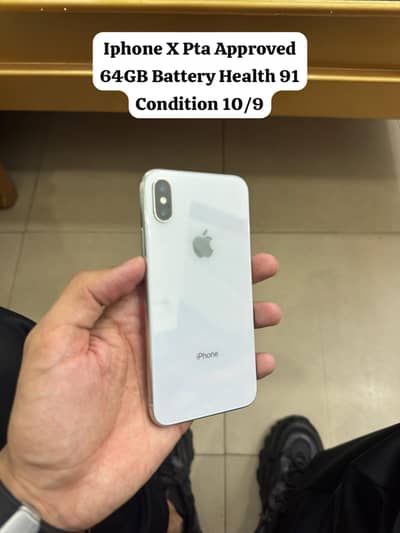 i phone x pta aproved 64 gb 10 by 9