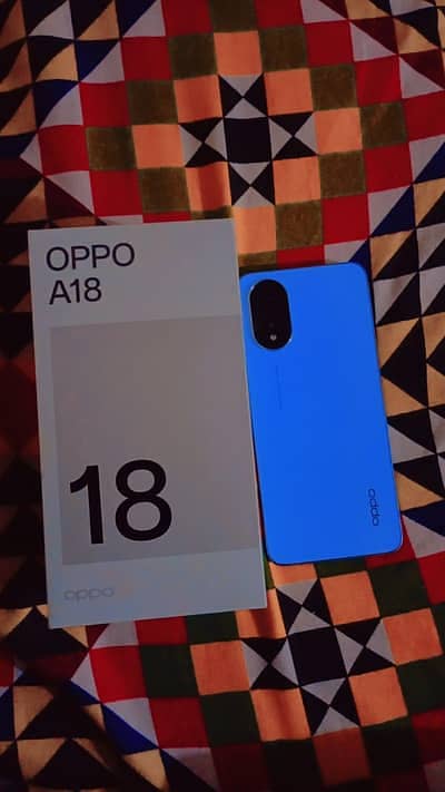 OPPO A18 4+4 ram 128 gb mebry box bi sath ha charj bi