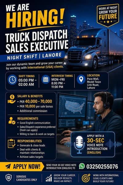 Sales Agent | Call Center Agents | Truck Dispatch Jobs | Urgent Hiring