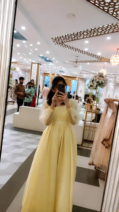 Elegant Light Yellow Party Wear Gown - Eid Outfit