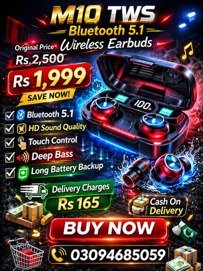 M10 Wireless Earbuds with Charging Case & Bluetooth 5.3