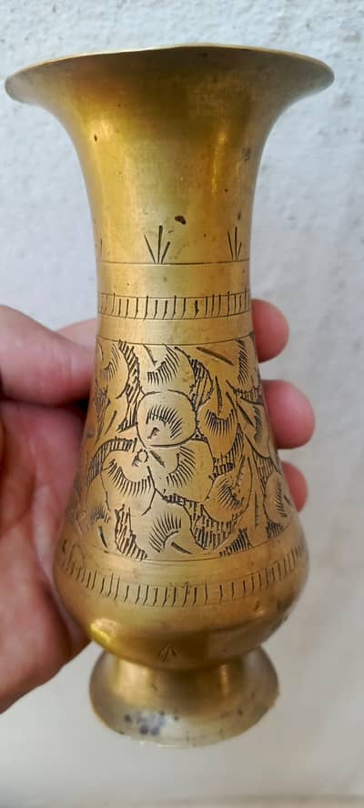 Brass Engraved Decorative Vase – Vintage Style