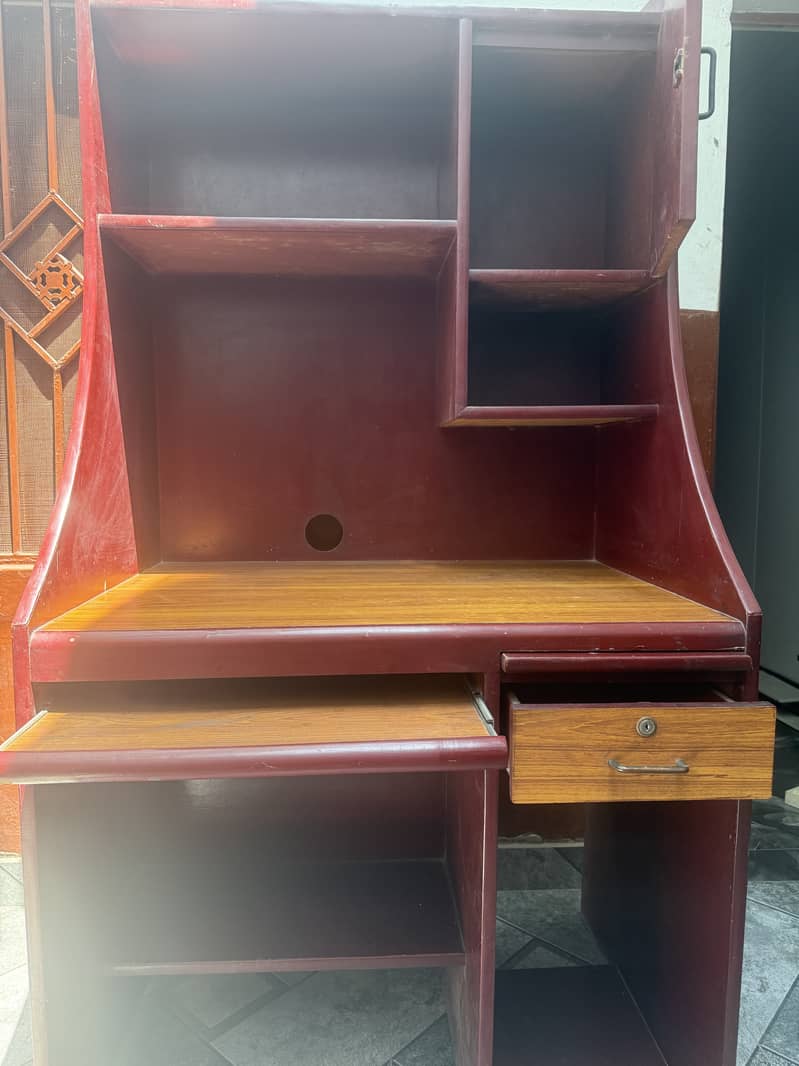 Solid Wood Computer Desk & Study Table with Storage Shelves 2