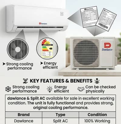 Dawlance 1 Ton Split AC – Powerful Cooling, Perfect Working Condition