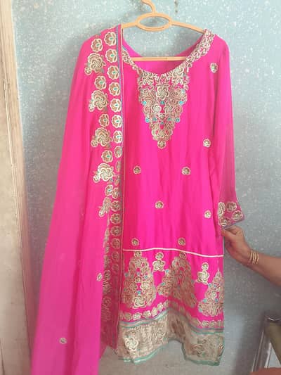 Fancy Pink Embroidered Dress with Dupatta – Wedding / Party Wear