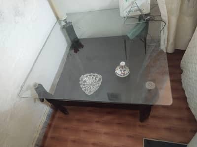 Side table solid wood and mirror