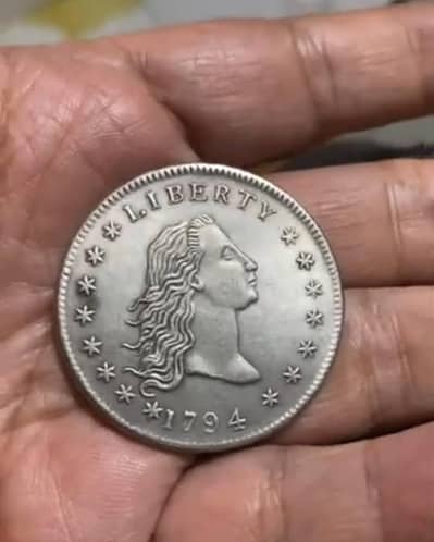 USA ANTIQ FLOWING HAIR DOLLAR COIN | USA 1794 OLD COIN | USA RARE COIN