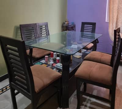 6 seater glass dining table