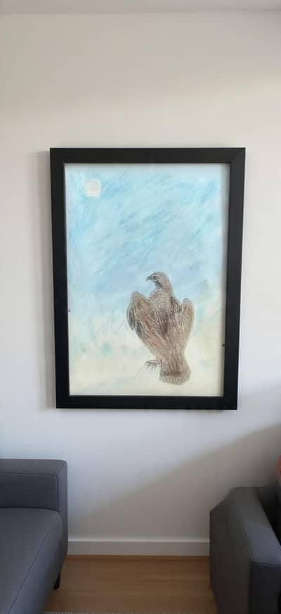 Handmade Eagle Painting with Frame _Original Art  Khanpur