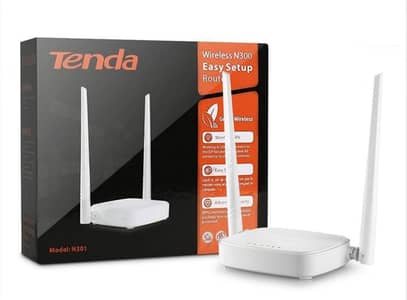 Tenda WiFi router (2 Antennas) with adaptor and net cable