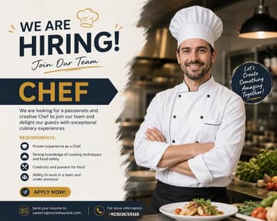 professional and experienced chef required urgently.