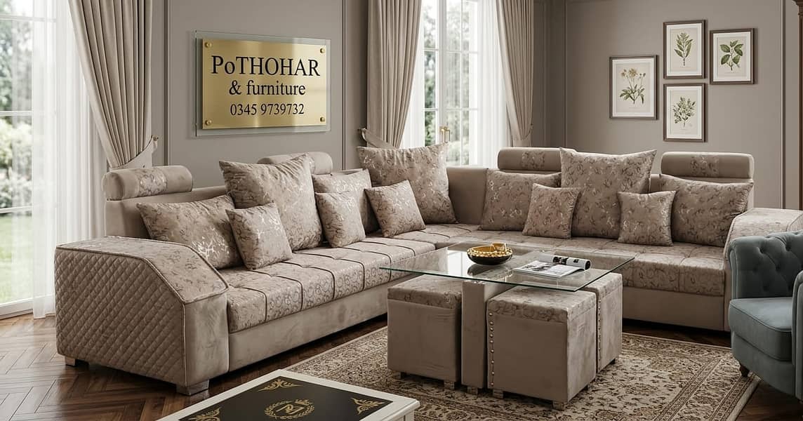 L shape sofa | Corner sofa | sofa set | sofas set | 6 seater sofa set 17